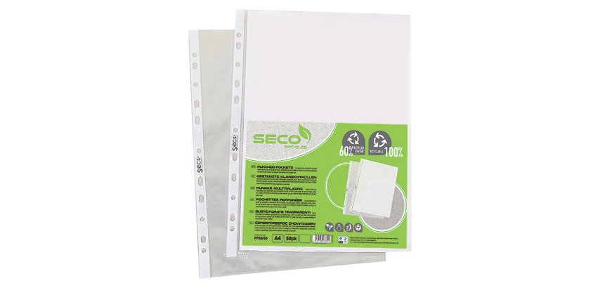 Perforierte Hüllen Seco A4 granuliertes Polypropylen 5/100e - Beutel von 50