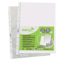 Fundas multitaladro Seco A4, polipropileno granulado 5/100 - Bolsa de 100