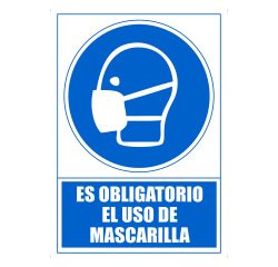 Señal de obligación "Obligatorio uso de mascarilla" 21 x 29,7 cm
