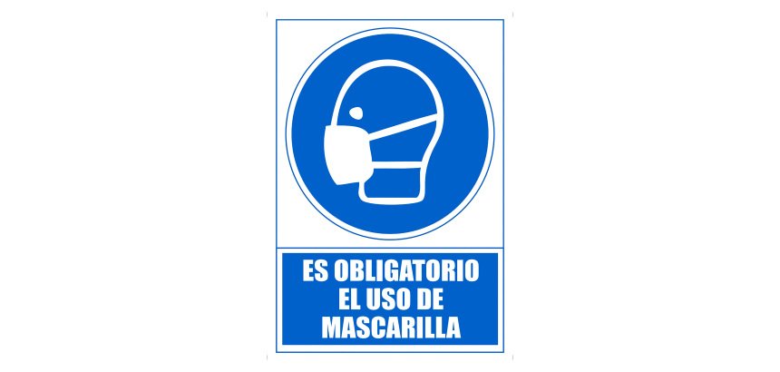 Señal de obligación "Obligatorio uso de mascarilla" 21 x 29,7 cm