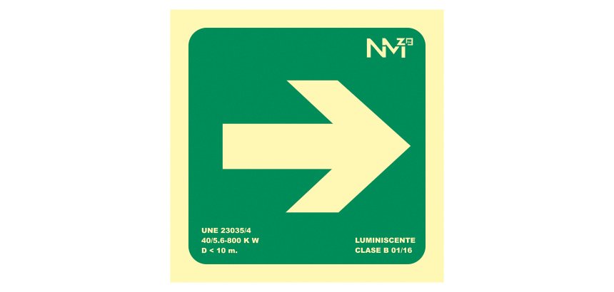 Señal de evacuación "Flecha derecha" 22,4 x 22,4 cm