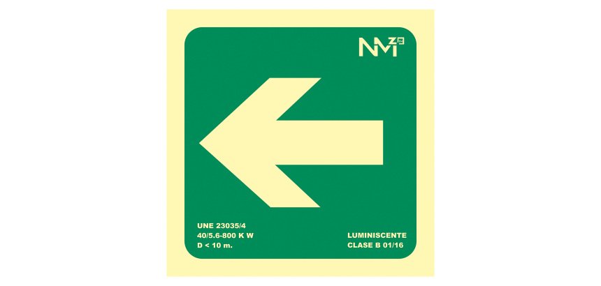 Señal de evacuación "Flecha izquierda" 22,4 x 22,4 cm