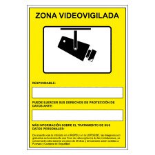 Señal de aviso "Zona videovigilada" 21 x 29,7cm