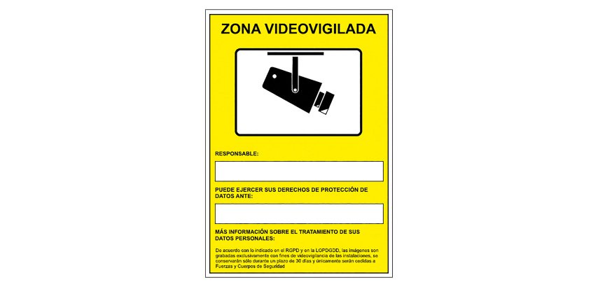 Señal de aviso "Zona videovigilada" 21 x 29,7cm