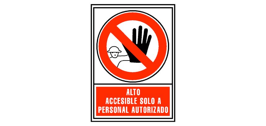 Señal de prohibición "Alto: accesible solo a personal autorizado" 21 x 29,7cm