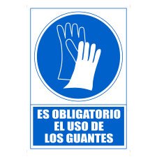 Señal de obligación "Obligatorio uso de guantes" 21 x 29,7 cm
