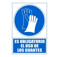 Señal de obligación "Obligatorio uso de guantes" 21 x 29,7 cm