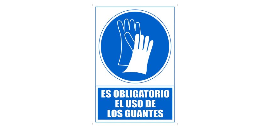 Señal de obligación "Obligatorio uso de guantes" 21 x 29,7 cm