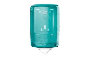 Tork Reflex™ Mini Distributeur à Dévidage Central blanc et turquoise M3, distribution feuille-à-feuille