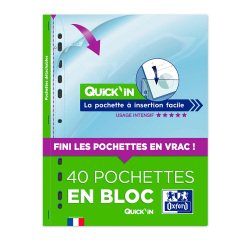 Pochettes perforées Quick'in OXFORD A4 polypropylène 9/100e - Bloc de 40