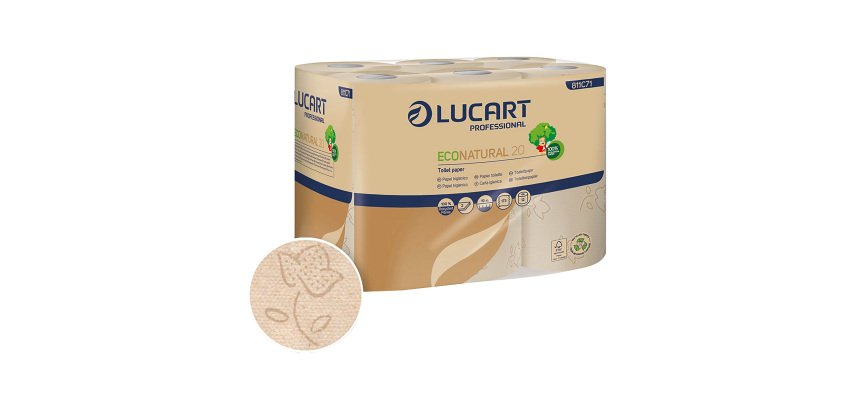 Papel higiénico doméstico Lucart EcoNatural 20 - film de 12 rollos