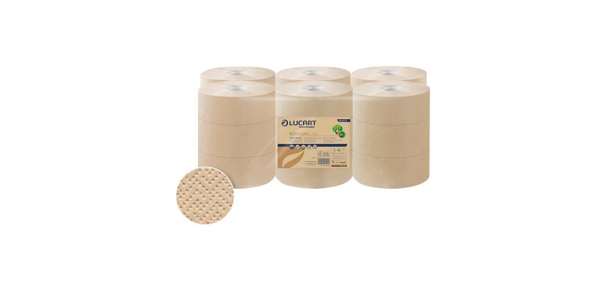 Papel higiénico Jumbo EcoNatural Lucart  J130 doble capa 125m- pack de 18 rollos