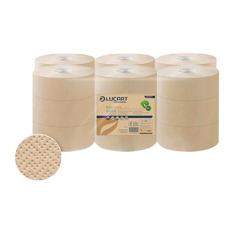 Papel higiénico Jumbo EcoNatural Lucart J130 doble capa 125m- pack de 18 rollos