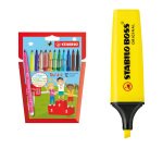 Pack de 20 Subrayadores STABILO Boss + Caja de 12 rotuladores GRATIS