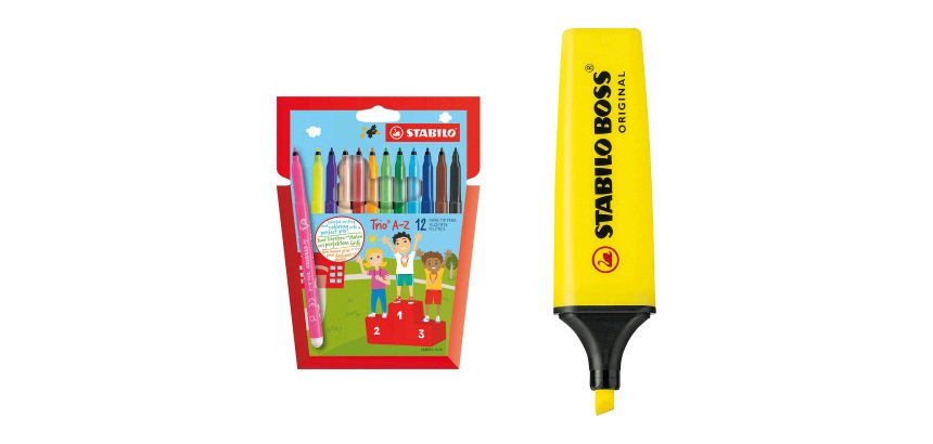 Pack de 20 Subrayadores STABILO Boss + Caja de 12 rotuladores GRATIS