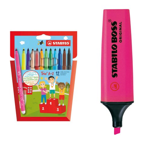 Pack de 20 Subrayadores Stabilo Boss + Caja de 12 rotuladores GRATIS
