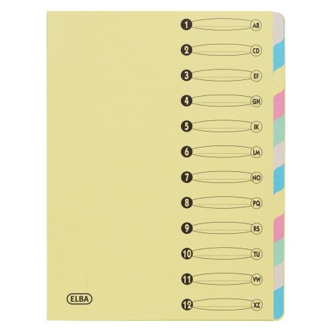 Trieur carte forte 12 cases 21 x 29.7 cm gamme budget