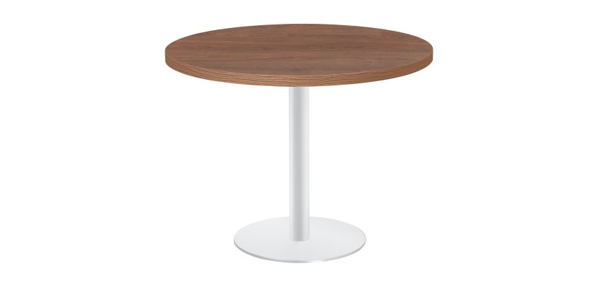 Mesa redonda Shiny nogal diametro 100 cm con base de metal mate