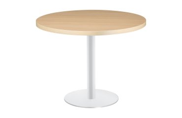 Mesa redonda Shiny roble claro diametro 100 cm con base de metal mate