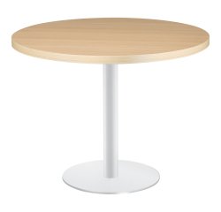 Mesa redonda Shiny roble claro diametro 100 cm con base de metal mate