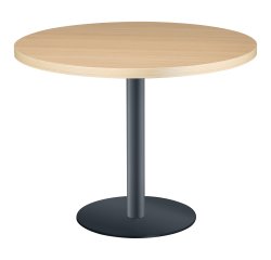 Mesa redonda Shiny roble claro diametro 100 cm con base de metal mate