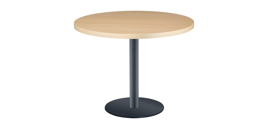 Table ronde Shiny plateau épais pied métal mat