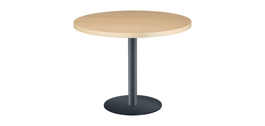 Table ronde Shiny plateau épais pied métal mat