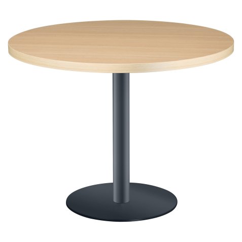 Table ronde Shiny plateau épais pied métal mat