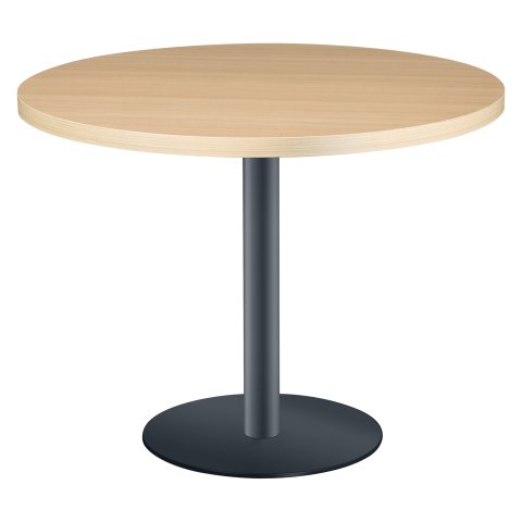 Mesa redonda Shiny roble claro diametro 100 cm con base de metal mate antracita