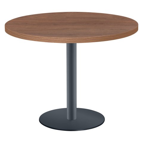 Mesa redonda Shiny nogal diametro 100 cm con base de metal mate antracita