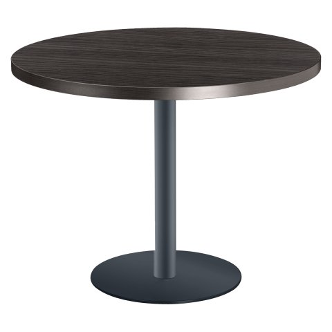 Mesa redonda Shiny ébano negro diametro 100 cm con base de metal mate antracita