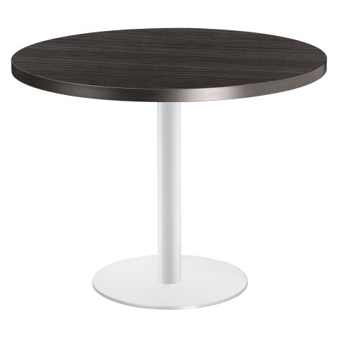 Mesa redonda Shiny ébano negro diametro 100 cm con base de metal mate blanca