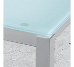 Bureau droit plateau en verre aigue-marine L 160 x P 80 cm, piétement métal droit - Next