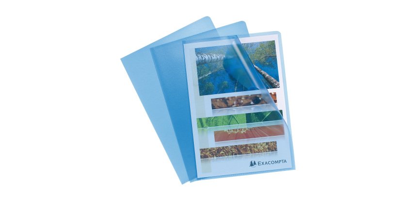 Chemise coin plastique EXACOMPTA A4 polypropylène grainé 12/100e couleurs transparentes - Paquet de 10