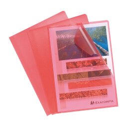 Plastieken L-mapjes Exacompta A4 gekorreld polypropyleen 12/100e transparante kleuren - pak van 10