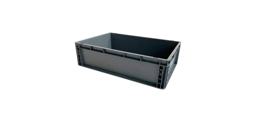 Bac de stockage plastique gerbable norme Europe parois pleines - 35 litres - dim : H 16,5 x L 60 cm