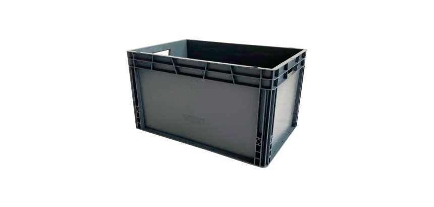 Bac de stockage plastique gerbable norme Europe parois pleines - 65 litres - dim : H 34 x L 60 cm