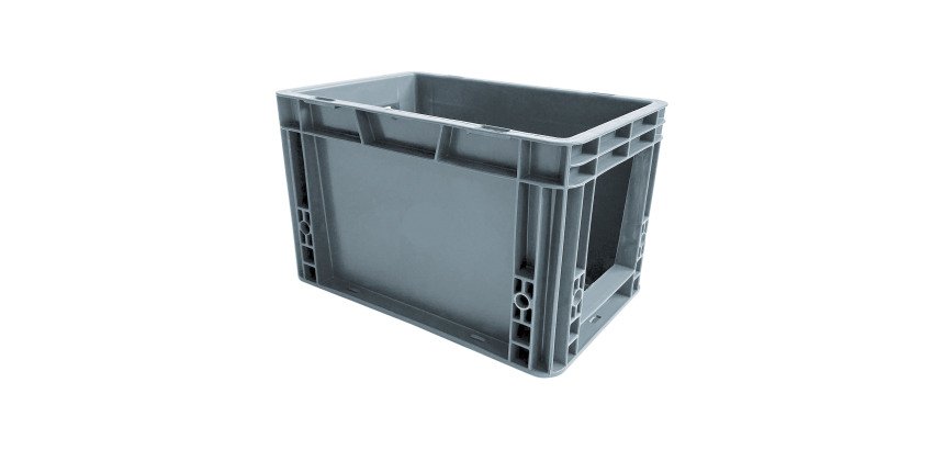 Bac de stockage plastique gerbable norme Europe avec paroi ouverte sur le côté - 7 litres - dim : H 19 x L 20 cm