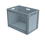 Bac de stockage plastique gerbable norme Europe avec paroi ouverte sur le côté  - 90 litres - dim : H 44,5 x L 40 cm