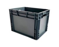 Caja de almacenamiento apilable de norma europea con paredes sólidas - 25 litros