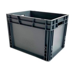 Caja de almacenamiento apilable de norma europea con paredes sólidas - 25 litros