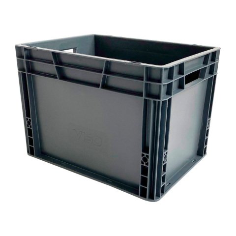 Caja de almacenamiento apilable de norma europea con paredes sólidas - 25 litros