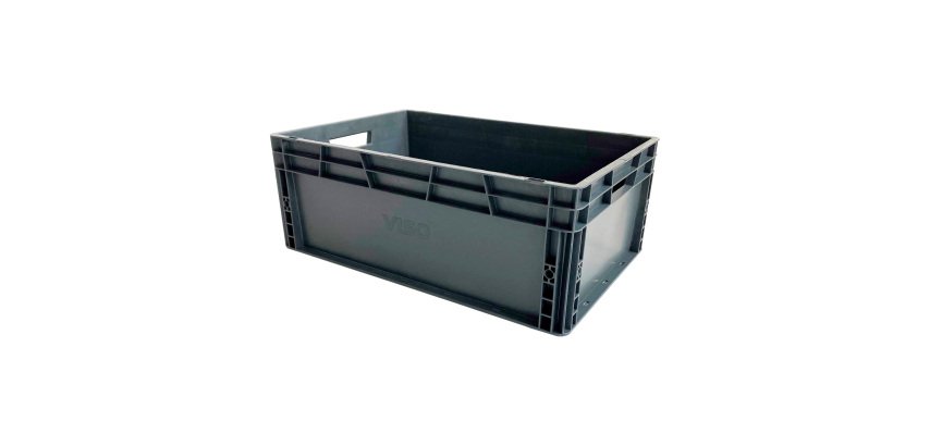 Caja de almacenamiento apilable estándar europeo con paredes sólidas - 45 litros