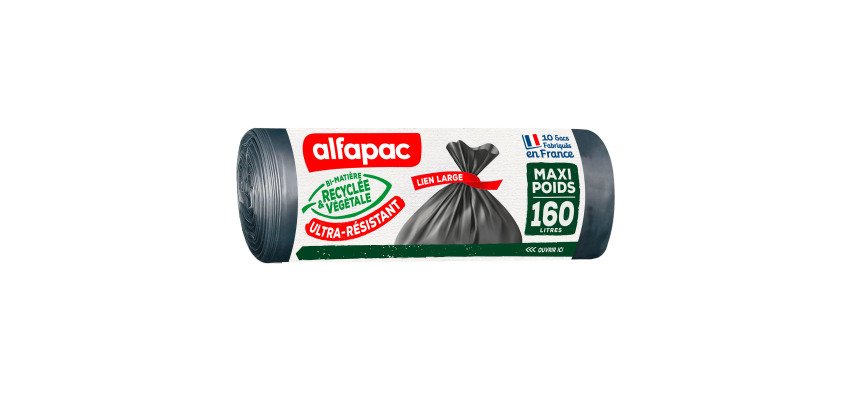 Sac poubelle 160 litres Ultra-résistant Alfapac gris - 30 sacs