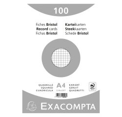 Ficha Bristol 297 x 210 mm cuadrícula 5 x 5 blanca no perforada Exacompta - Caja de 100