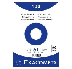 Fiche bristol 210 x 148 mm unie blanche Exacompta - Boîte de 100