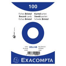 Fiche bristol 148 x 105 mm unie blanche non perforée Exacompta - Boîte de 100