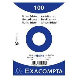 Fiche bristol 148 x 105 mm unie blanche non perforée Exacompta - Boîte de 100