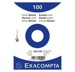 Fiche bristol 148 x 105 mm unie blanche Exacompta - Boîte de 100