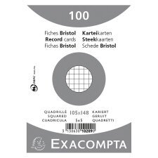 Fiche bristol 148 x 105 mm quadrillée 5 x 5 blanche non perforée Exacompta - Boîte de 100